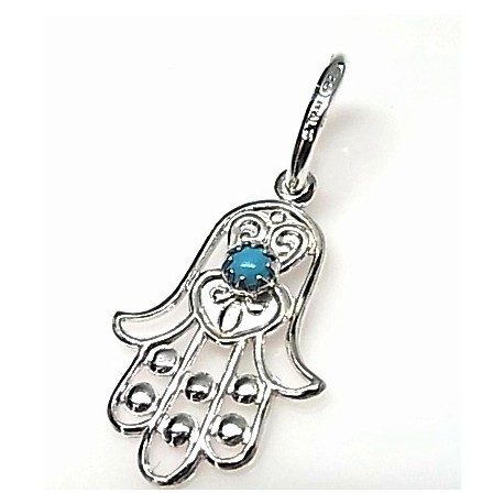 Colgante Mano de Fatima de Plata y piedra 2